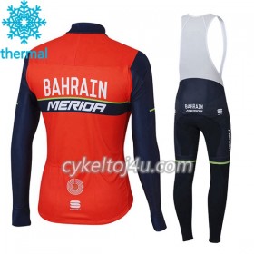 Cykeltrøje Langærmet + Bib Cykelbukser 2017 Bahrain-Merida Dame N001 Vinter Thermal Fleece